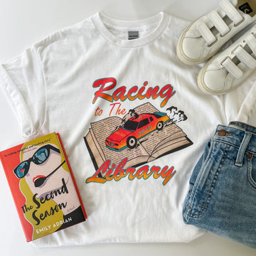 Racing to the Library Tee | Inkwell Threads