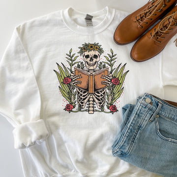Skeleton Reader Sweatshirt | Inkwell Threads
